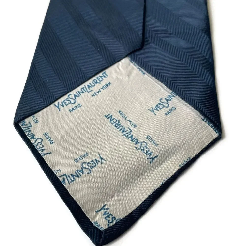 Vtg. YSL Blue Striped Tie